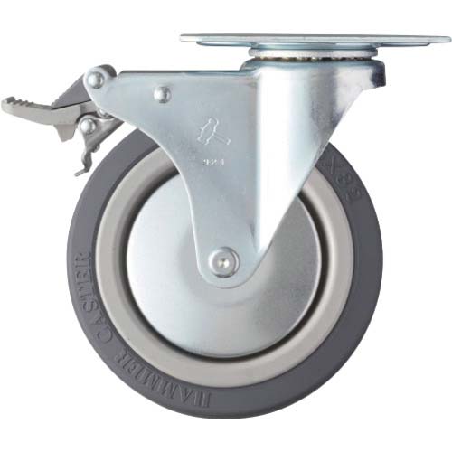 ハンマー プレート式キャスター 自在(ストッパー付・トータルロック) 車輪径125mm ウレタン車輪 Mシリーズ 415M-KUB125