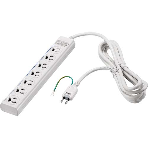 BUFFALO 3ピン式電源タップ 7個口 2m ホワイト 常時 通電スイッチ付 BTWMTSKL3720WH