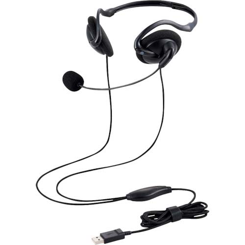 ELECOM 有線ヘッドセット ネックバンド型 折りたたみ式 USB 両耳 ブラック HS-NB06UBK
