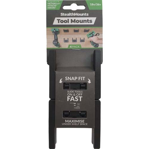 ステルスマウント ツールマウントハイコーキ/メタボHPT/ヒタチ18V用(4個入り)ブラック TM-MHH18-BLK-4