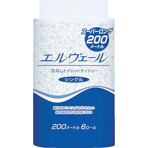 エリエール エルヴェールトイレットティシュー 200m6R芯なし 21000693