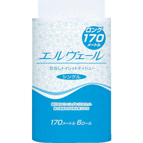 エリエール エルヴェールトイレットティシュー シングル170m6R芯なし 21000745