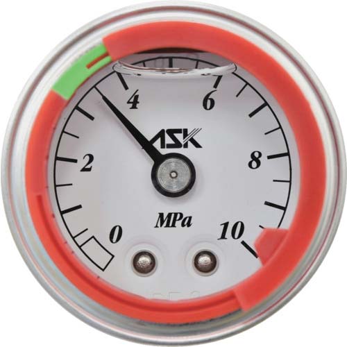 ASK グリセリン圧力計 カラーリング付 (39Φ) R1/4(PT) 10MPa OPG-DT-R1/4-39X10MPA-S-CR