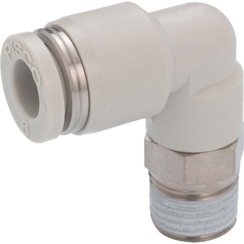 PISCO チューブフィッティング チューブフィッティングスタンダード エルボ チューブ外径8mm ネジ径R1/8 ライトグレー仕様 PL8-01W
