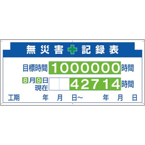 ユニット 安全掲示板パーツ2 無災害記録表数字板付 313-22A