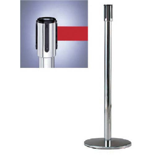 ユニット リールベルトポスト(テンサバリアー)銀 Φ343×H960 本体/銀・ベルト/赤 870-7001