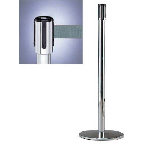 ユニット リールベルトポスト(テンサバリアー)銀 Φ343×H960 本体/銀・ベルト/グレー 870-7005