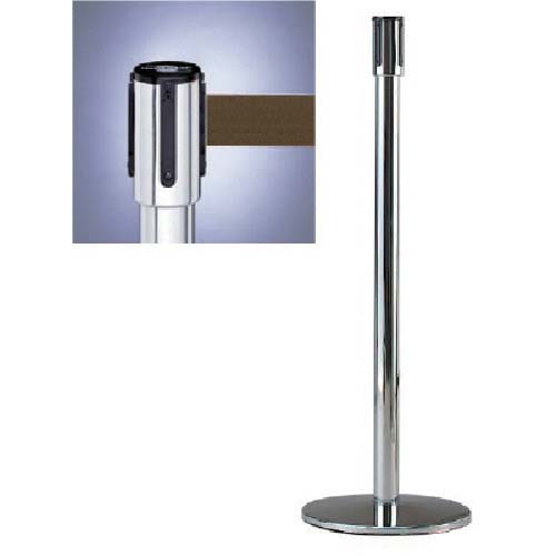 ユニット リールベルトポスト(テンサバリアー)銀 Φ343×H960 本体/銀・ベルト/茶 870-7010