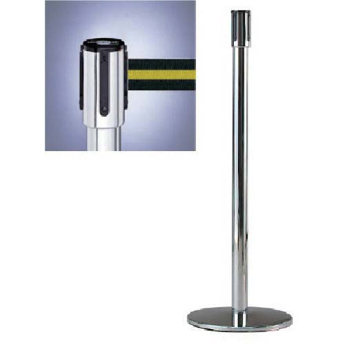 ユニット リールベルトポスト(テンサバリアー)銀 Φ343×H960 本体/銀・ベルト/黒黄ストライプ 870-7013