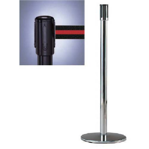 ユニット リールベルトポスト(テンサバリアー)黒 Φ343×H960 本体/黒・ベルト/黒赤ストライプ 870-7112