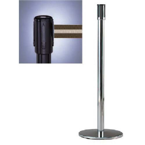 ユニット リールベルトポスト(テンサバリアー)黒 Φ343×H960 本体/黒・ベルト/茶白ストライプ 870-7115