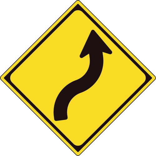 ユニット 道路標識(構内用) 警戒標識(204)右背向屈曲あり 894-37RB