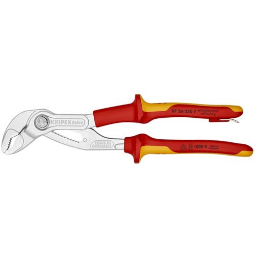 KNIPEX 絶縁ウォーターポンププライヤー コブラクイックセット 落下防止 250mm 8726-250TBK
