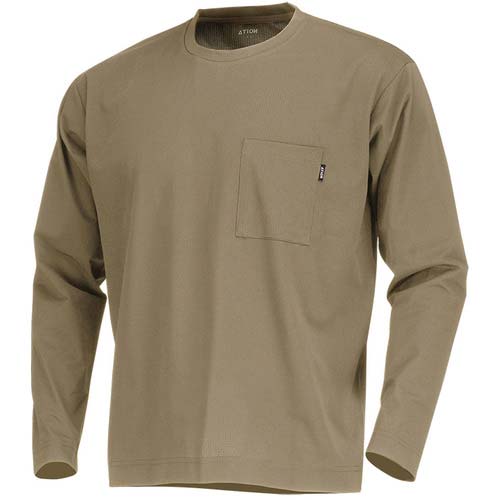 カジメイク 8757 AIR FEEL TECH 長袖クルー ベージュ L 8757-04-L