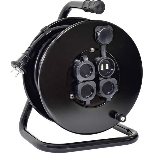 NICHIDO コードリール 100V 防雨防塵型 アースなし ナイスリール 30m NGW30-BK