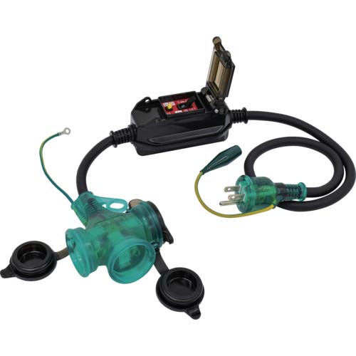 NICHIDO 防雨ポッキン延長ブレーカ 過負荷漏電保護兼用 10A PBW-EKT10A-S