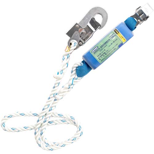 藤井電工 ツヨロン 胴ベルト型墜落制止用器具用ランヤード(ロープタイプ)三つ打ちロープ ショックアブソーバ+FS-33・フックFS-109 柱上作業用 130KG対応型 TBL-31-130KG-JAN-BX