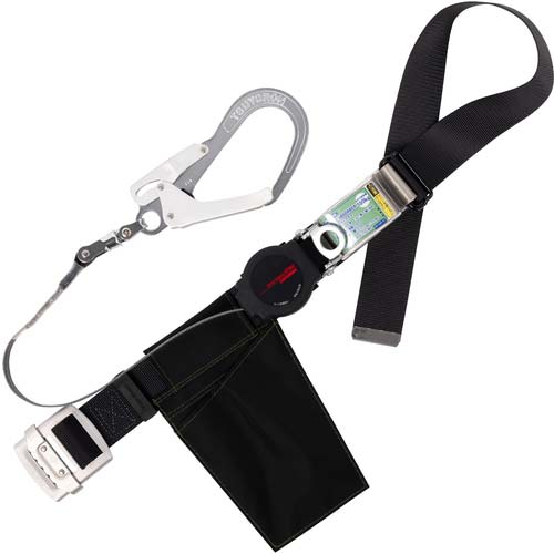 藤井電工 ツヨロン 胴ベルト型墜落制止用器具(巻取タイプ)ロック機構付き ワン・ハンドリトライト 黒 SSサイズ 幅50MM×長さ1000MM TB-ORL-593SV-BLK-SS-JAN-BP