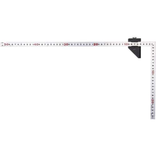 シンワ 曲尺 平ぴた シルバー 50cm 表裏同目 曲尺用ストッパー付 JIS 12439