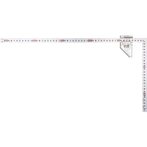 シンワ 曲尺 平ぴた シルバー 50cm 表裏同目 曲尺用ストッパー金属製付 JIS 12480
