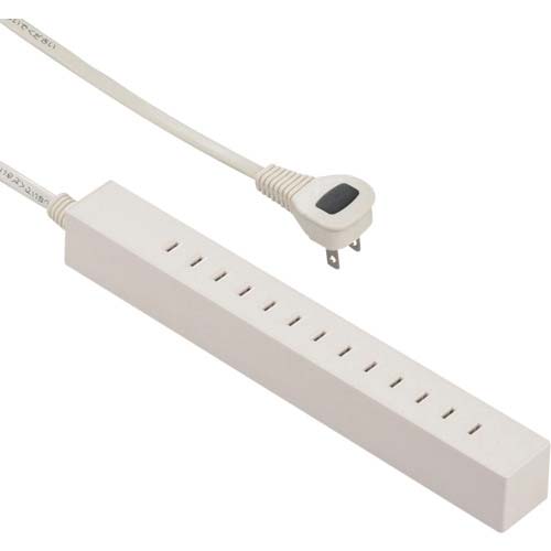 OHM 差し込み自由なスリムタップ6.5口1.5m HS-T6515L-W