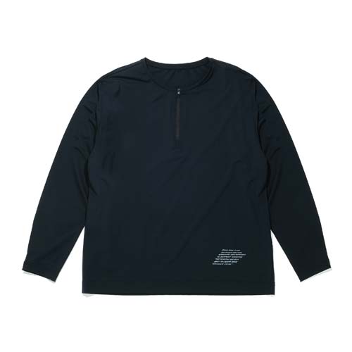 おたふく BT ゆったりストレッチ冷感 ロングスリーブ ハーフジップ クルーネックシャツ 11.ブラック JW-743