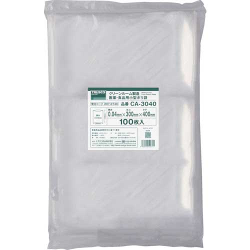 TRUSCO クリーンルーム製造 医薬 食品用小型ポリ袋 100枚入 透明 CA