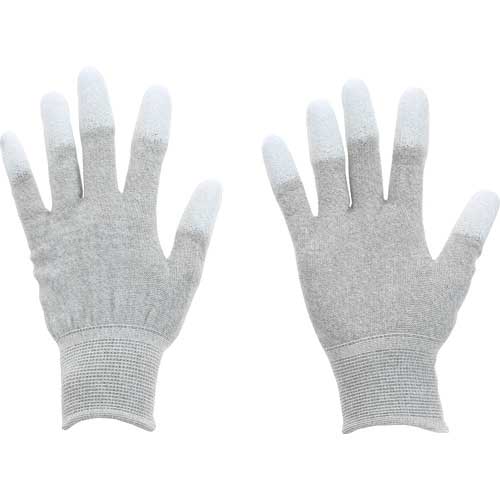 【廃番】TRUSCO 静電気対策・銅繊維入ESD手袋 指先コートタイプ ESD-GFT