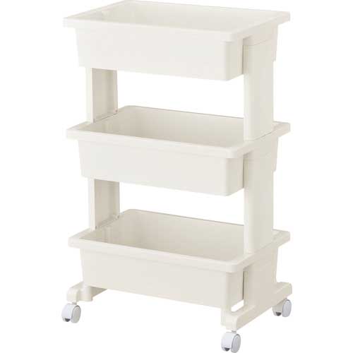 TRUSCO 組立式樹脂ワゴン 3段 ホワイト PW-W