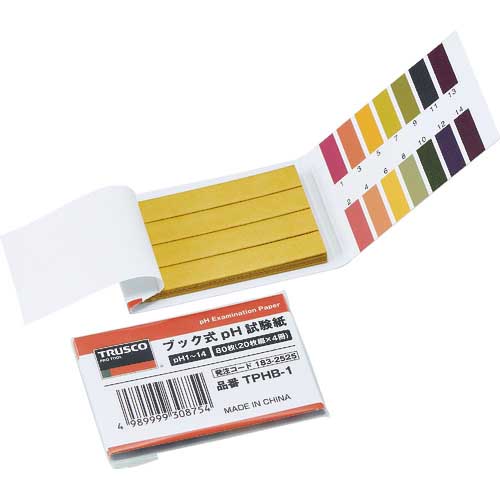 TRUSCO ブック式pH試験紙 pH1〜14 20枚綴X4冊 TPHB