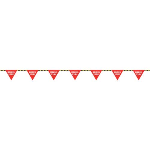 緑十字 三角旗付標識ロープ(トラロープ) 6mmΦ×20m(280mm三角)
