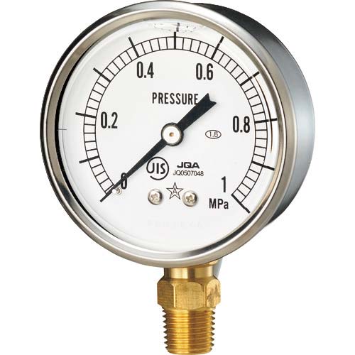 右下 グリセリン入圧力計 接続部サイズR1/4 GLT-217-MPA