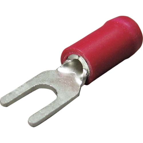 ニチフ 絶縁被覆付圧着端子 Y形 先開形 電線被覆グリップタイプ 100PCS TMDV 1.25Y-RED