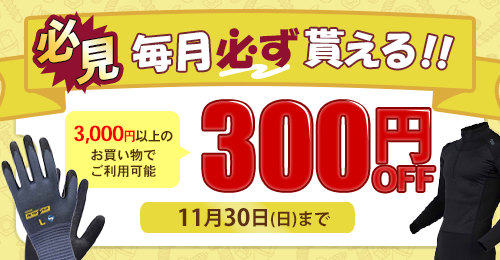 毎月発行300円OFFクーポン